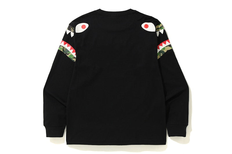 BAPE ABC Camo Shark Shoulder L/S Tee Black/Green