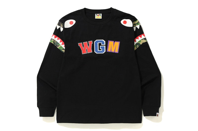 BAPE ABC Camo Shark Shoulder L/S Tee Black/Green