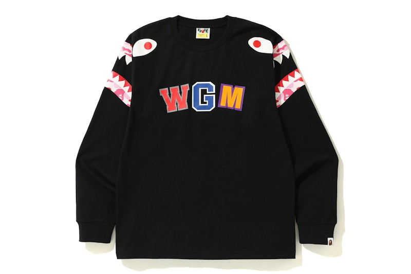 BAPE ABC Camo Shark Shoulder L/S Tee Black/Pink