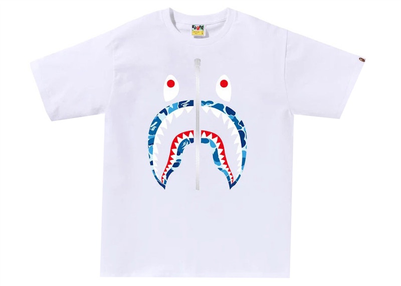 BAPE ABC Camo Shark Tee White/Blue/Silver
