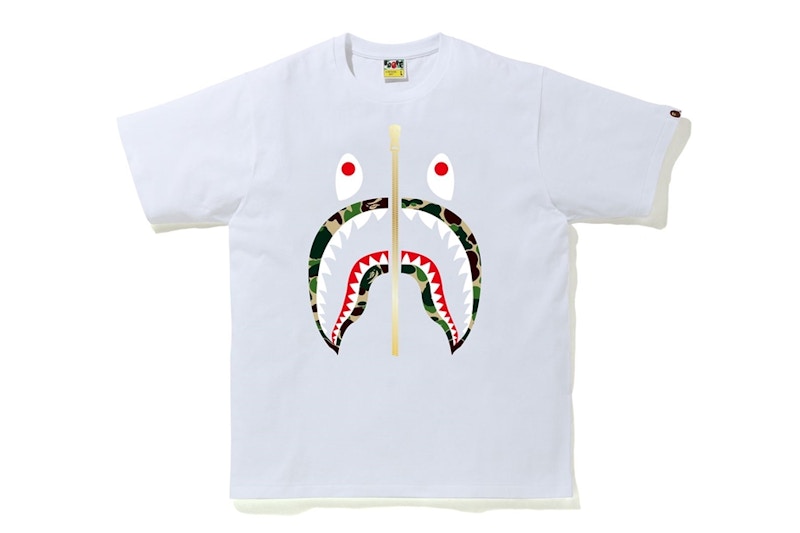 BAPE ABC Camo Shark Tee White/Green/Gold