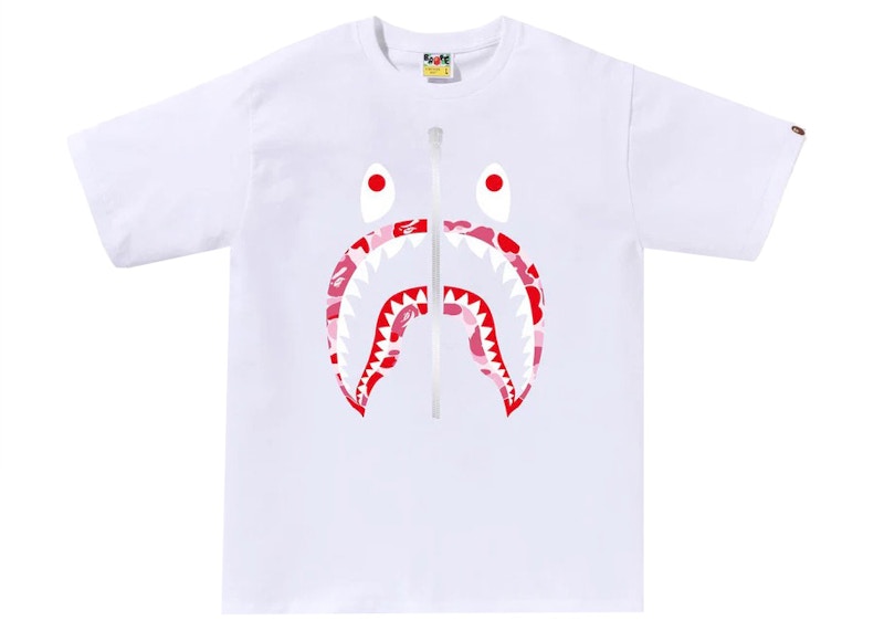 BAPE ABC Camo Shark Tee White/Pink/Silver