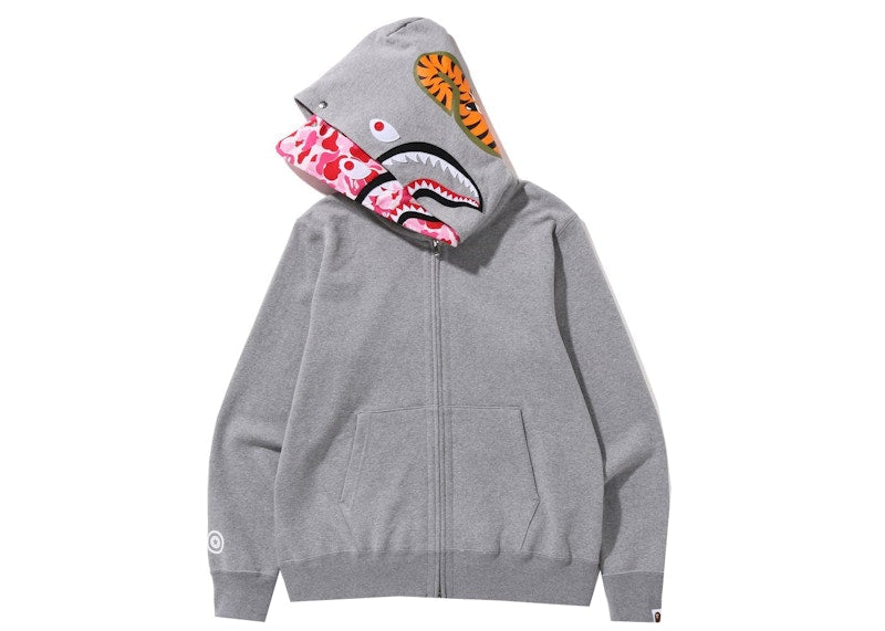 BAPE ABC Camo Shark Wide Fit Full Zip Double Hoodie Gray