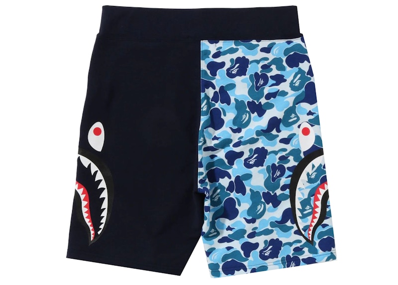 BAPE ABC Camo Side Shark Sweat Shorts Blue