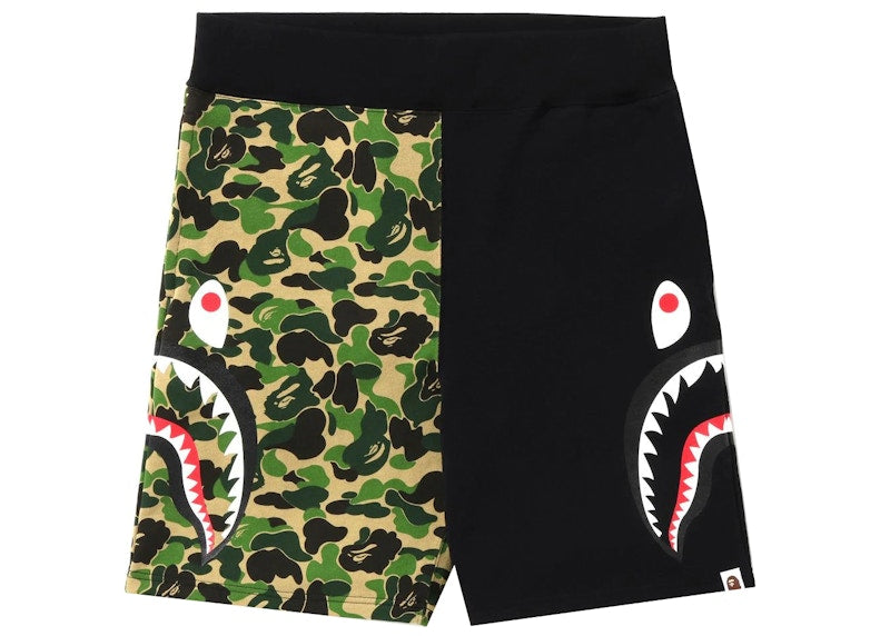 BAPE ABC Camo Side Shark Sweat Shorts Green