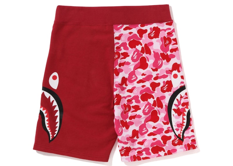 BAPE ABC Camo Side Shark Sweat Shorts Pink/Red
