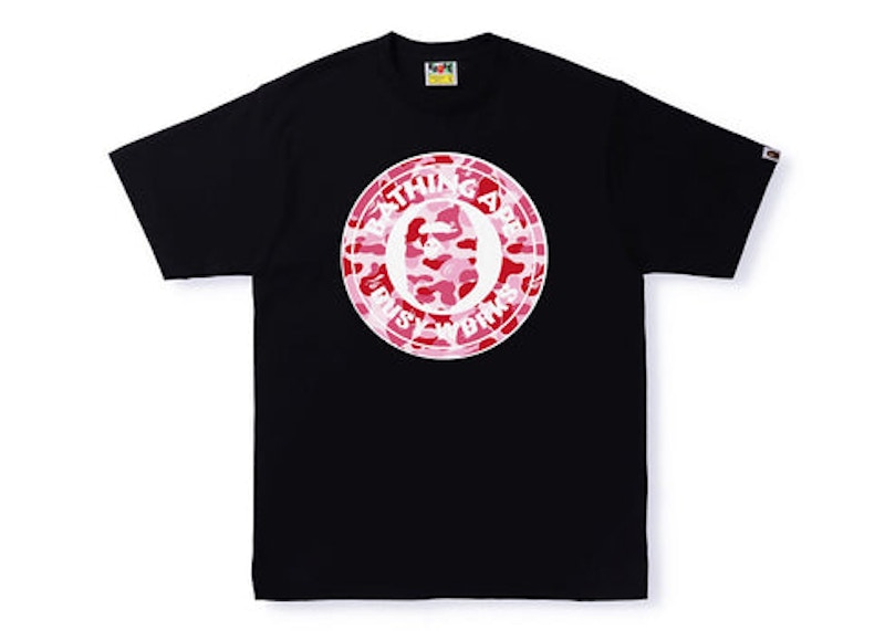 BAPE ABC Camo Single Color Busy Works Tee Black Pink