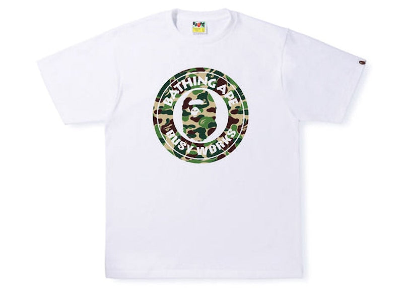BAPE ABC Camo Single Color Busy Works Tee White Green