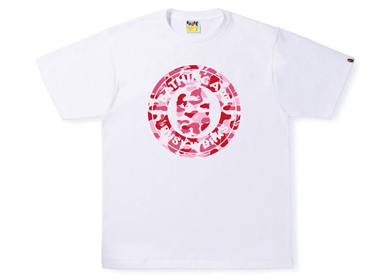 BAPE ABC Camo Single Color Busy Works Tee White Pink