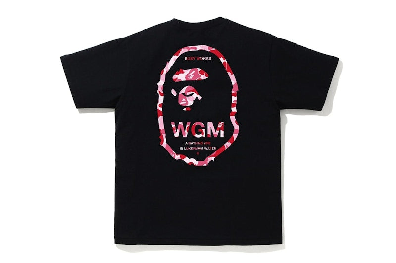 BAPE ABC Camo WGM Ape Head Tee Black/Pink