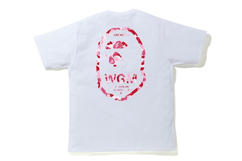 BAPE ABC Camo WGM Ape Head Tee White/Pink