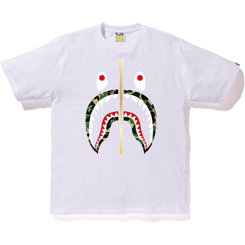 BAPE ABC Gold Zip Shark Tee White/Green