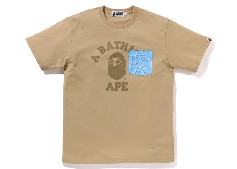BAPE ABC Sea Surface Camo Pocket College Tee Beige