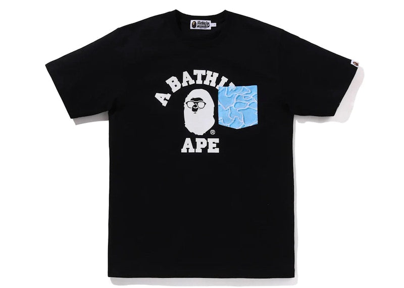 BAPE ABC Sea Surface Camo Pocket College Tee Black