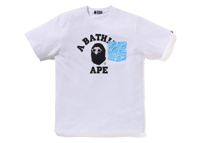 BAPE ABC Sea Surface Camo Pocket College Tee White
