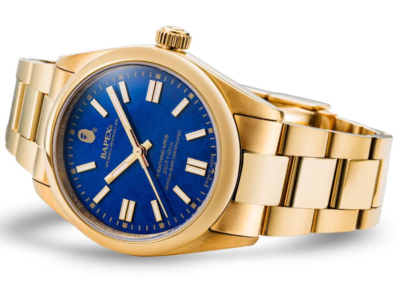 BAPE ABathing Ape Type 7 Bapex Watch Gold Blue