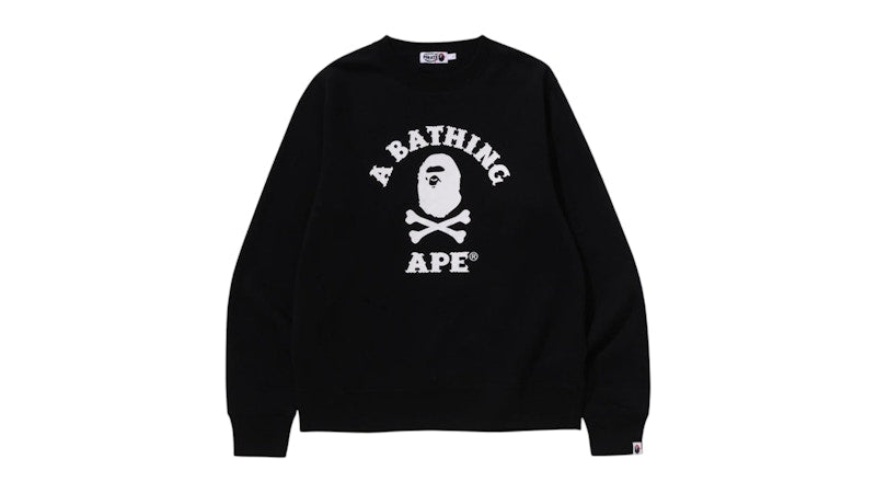 BAPE Ape Crossbone College Crewneck Sweatshirt Black