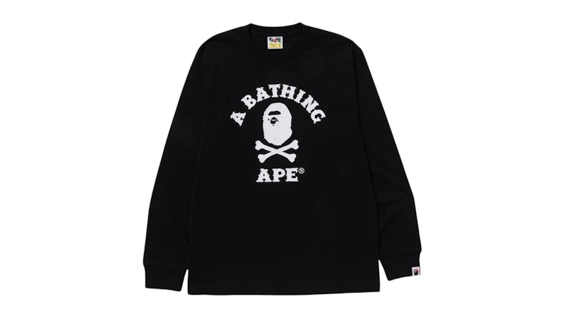 BAPE Ape Crossbone College L/S Tee Black