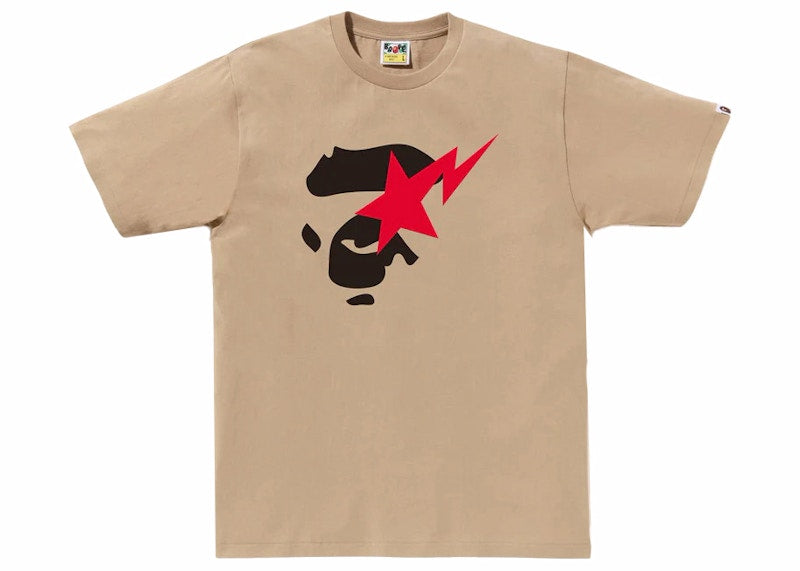 BAPE Ape Face Sta Tee Beige