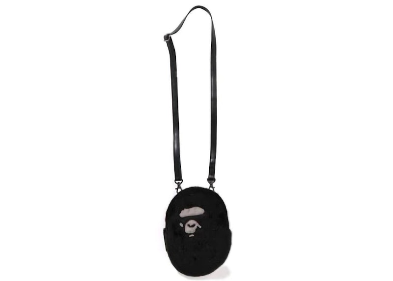 BAPE Ape Head Faux Fur Mini Shoulder Bag Black