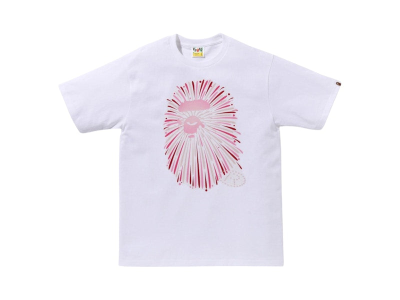 BAPE Ape Head Firework I Tee White/Pink