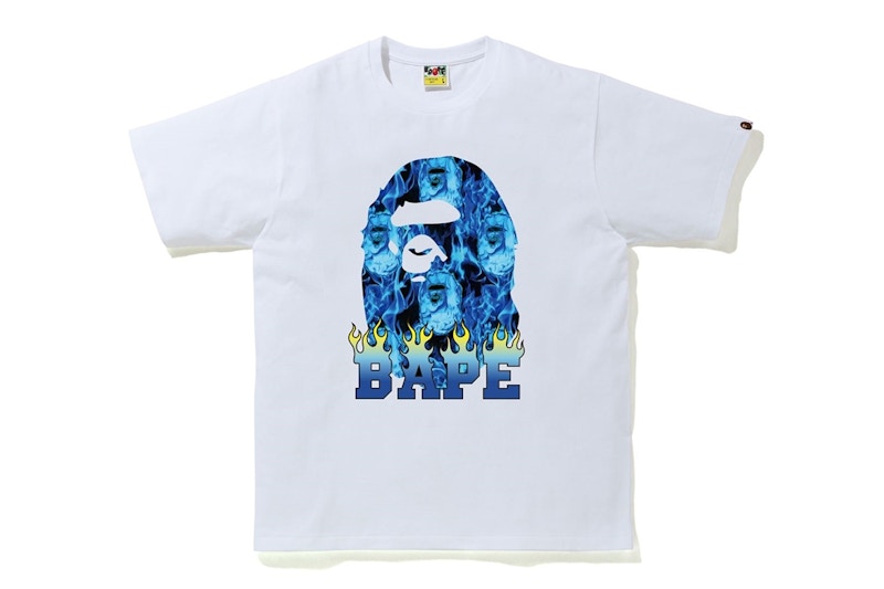 BAPE Ape Head Flame T-shirt White/Blue
