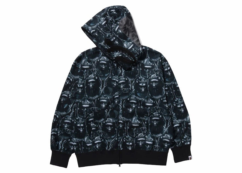 BAPE Ape Head Graffiti Shark Full Zip Hoodie Black