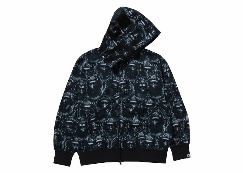 BAPE Ape Head Graffiti Shark Full Zip Hoodie Black