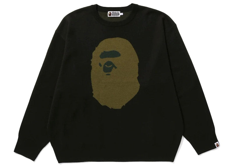 BAPE Ape Head Jacquard Knit Sweater Green