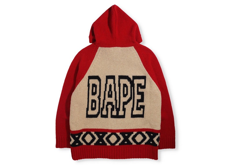 BAPE Ape Head Knit Zip Hoodie Red