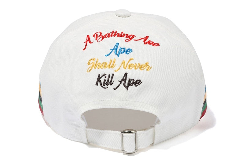 BAPE Ape Head Line Panel Cap White