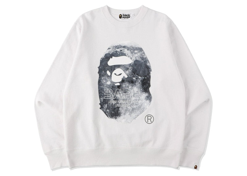 BAPE Ape Head Moon Crewneck White