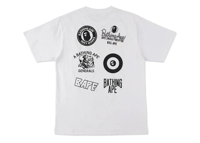 BAPE Ape Head Multi Print Tee White