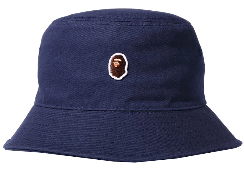 BAPE Ape Head One Point Bucket Hat Navy