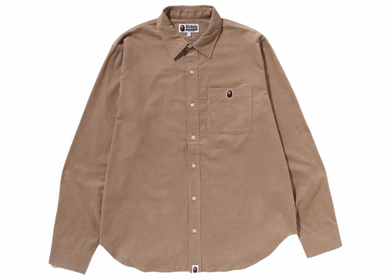 BAPE Ape Head One Point Corduroy Shirt Beige