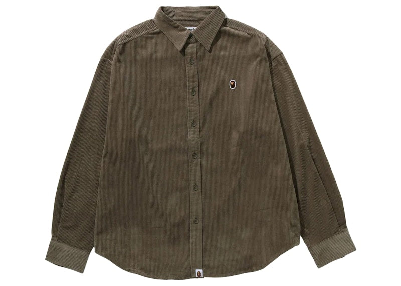 BAPE Ape Head One Point Corduroy Shirt Olivedrab