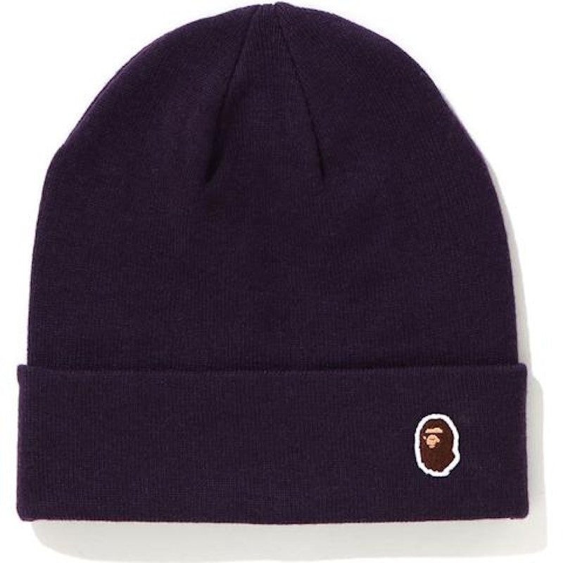 BAPE Ape Head One Point Knit Cap Purple/Brown