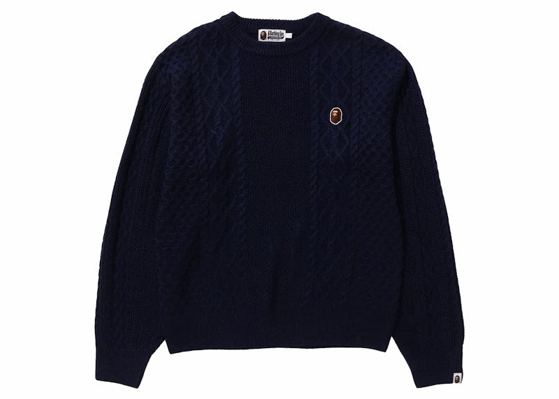 BAPE Ape Head One Point Knit Sweater Navy