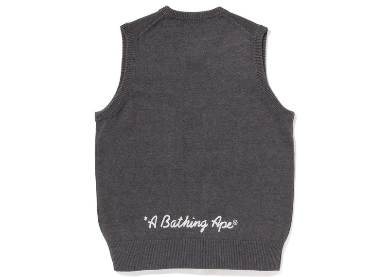 BAPE Ape Head One Point Knit Vest Grey