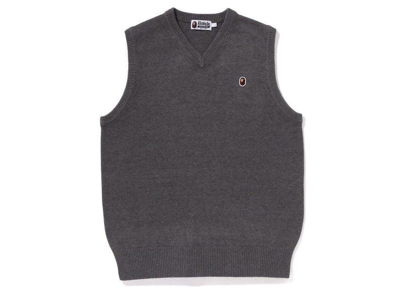 BAPE Ape Head One Point Knit Vest Grey