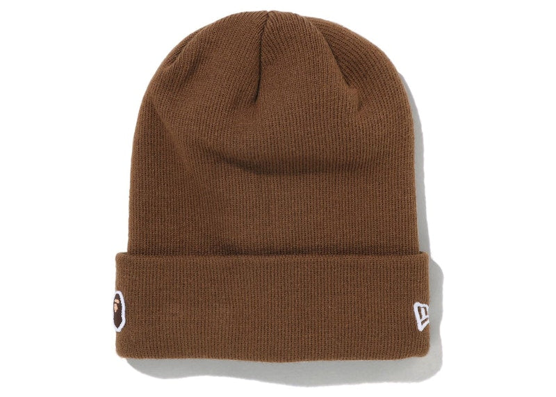 BAPE Ape Head One Point New Era Knit Beanie Brown