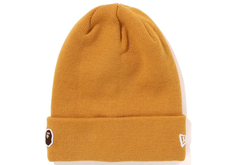 BAPE Ape Head One Point New Era Knit Beanie Orange