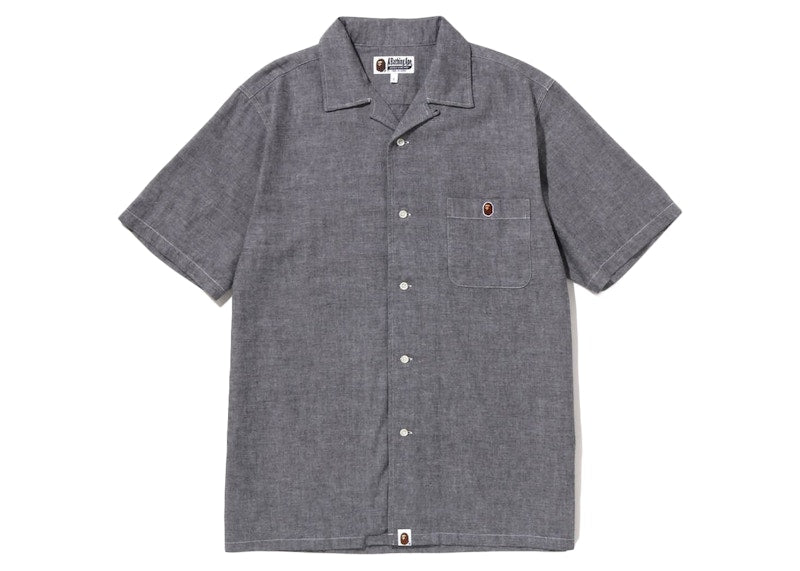 BAPE Ape Head One Point Open Collar Shirt Grey