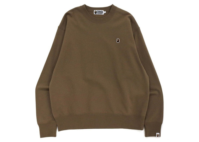 BAPE Ape Head One Point Relaxed Fit Crewneck Beige