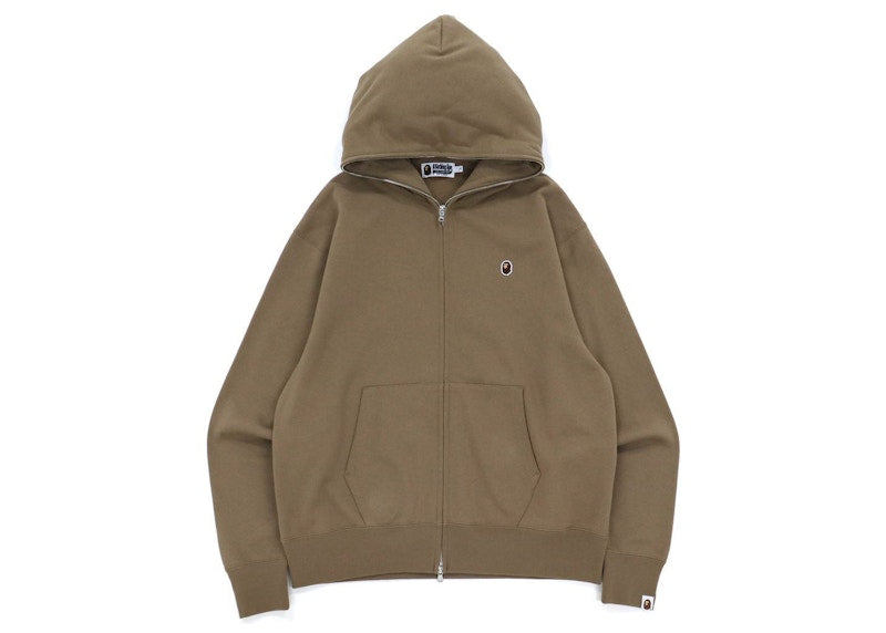 BAPE Ape Head One Point Relaxed Fit Full Zip Hoodie Beige