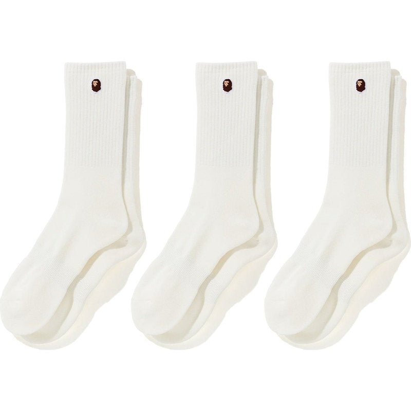 BAPE Ape Head One Point Socks (3pack) White