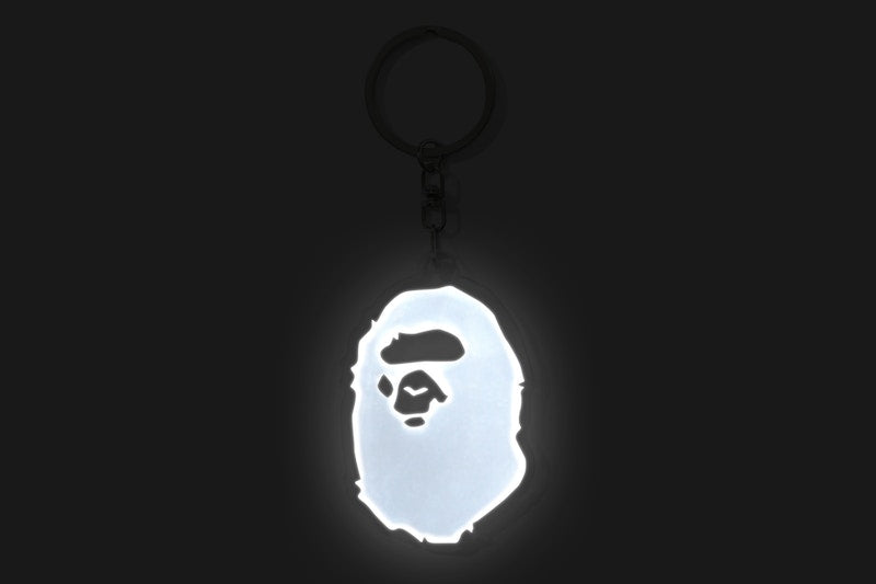 BAPE Ape Head Reflective Keychain White