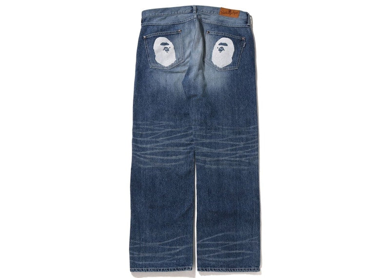 BAPE Ape Head Relaxed Fit Denim Light Indigo