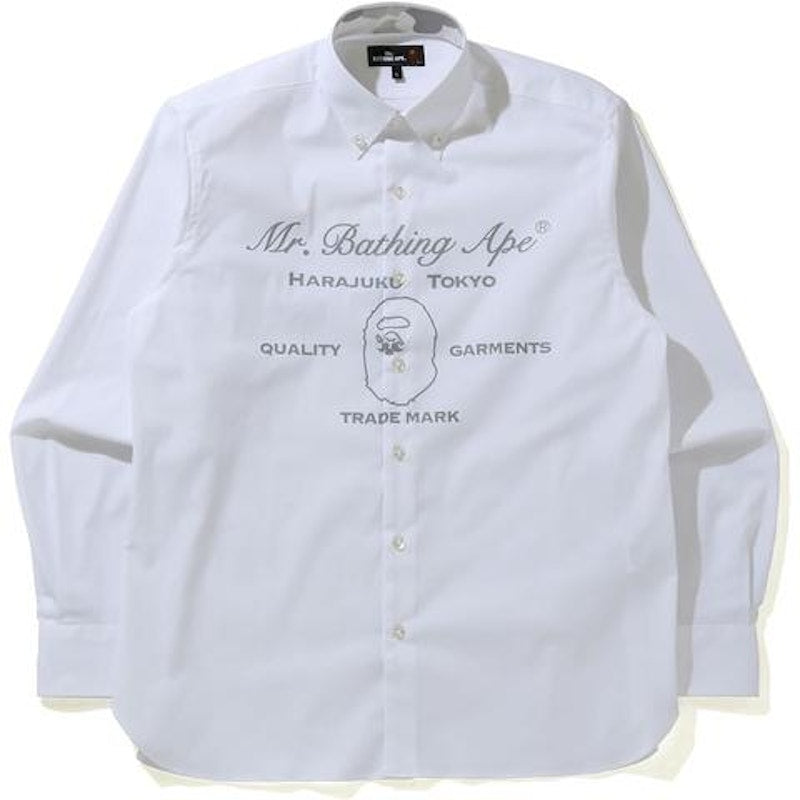 BAPE Ape Head Wide Stretch Shirt White