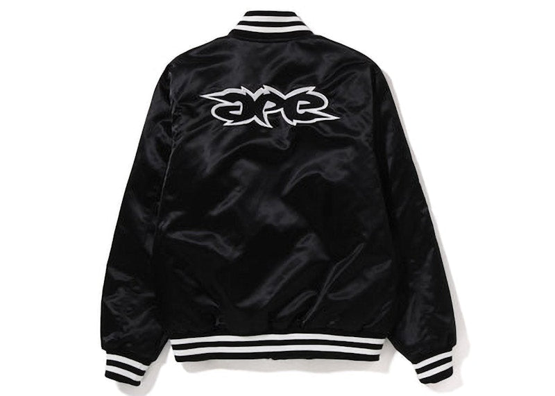 BAPE Ape Relaxed Fit Nylon Varsity Jacket Black